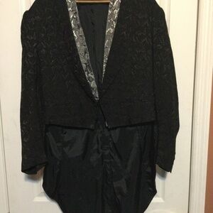 Dinner jacket black print with removable vest silver
